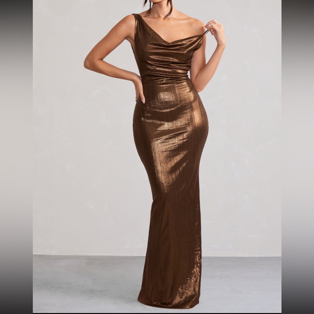 CLUB LONDON GALAXY BROWN METALLIC DRESS SIZE 6 WORN ONCE
